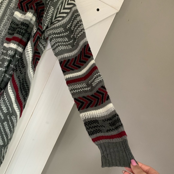 Juniors No Boundaries Open Sweater Cardigan Fringe Long Sleeves Gray Large - Picture 8 of 10